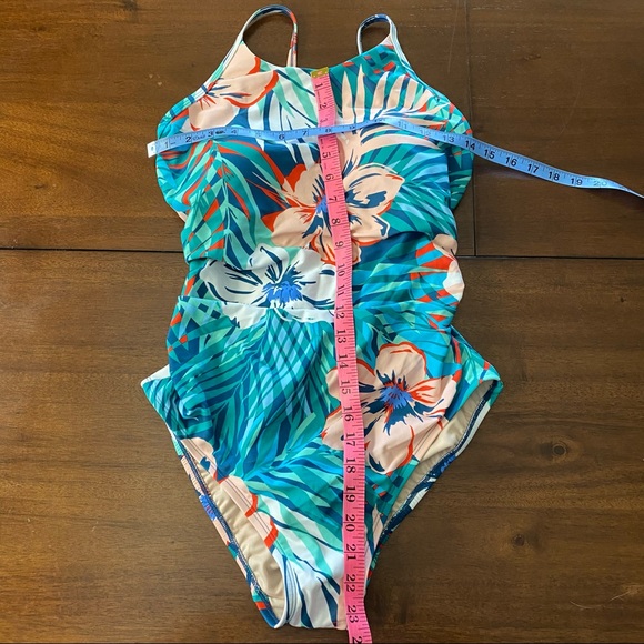 High Neck High Coverage One Piece Swimsuit Floral - Picture 2 of 9